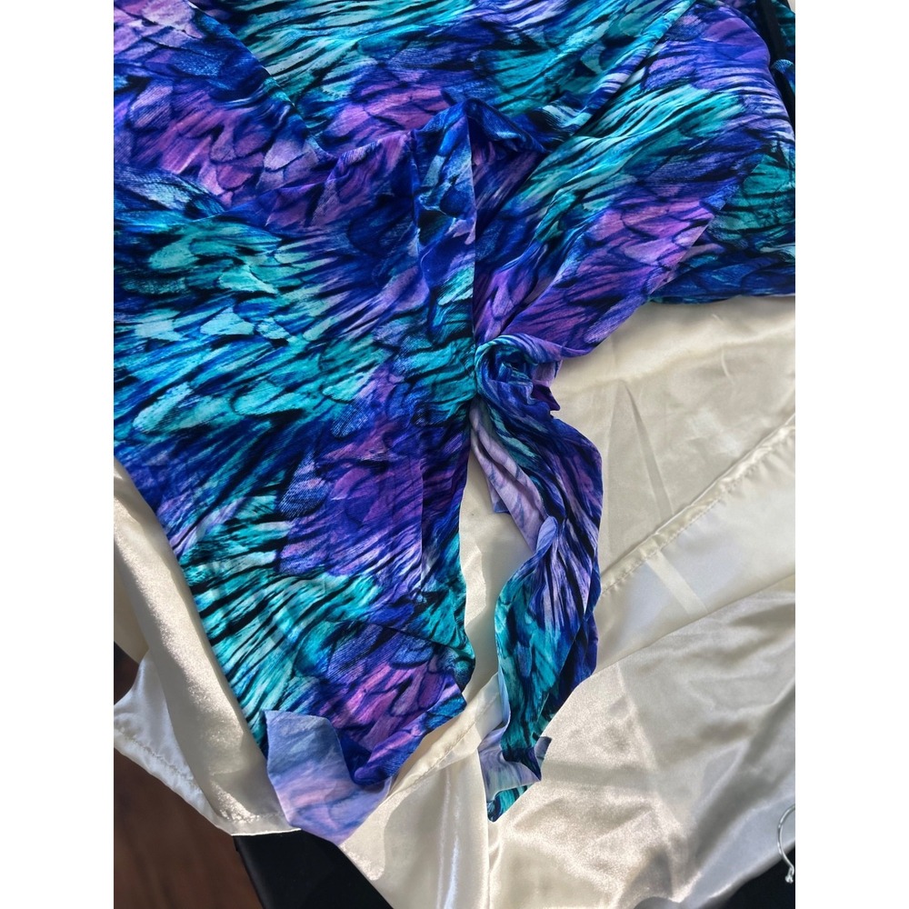 Magicsuit By Miraclesuit Size 16 Ruffled  Feathers Side Tie Tankini Swim Top - Picture 3 of 8
